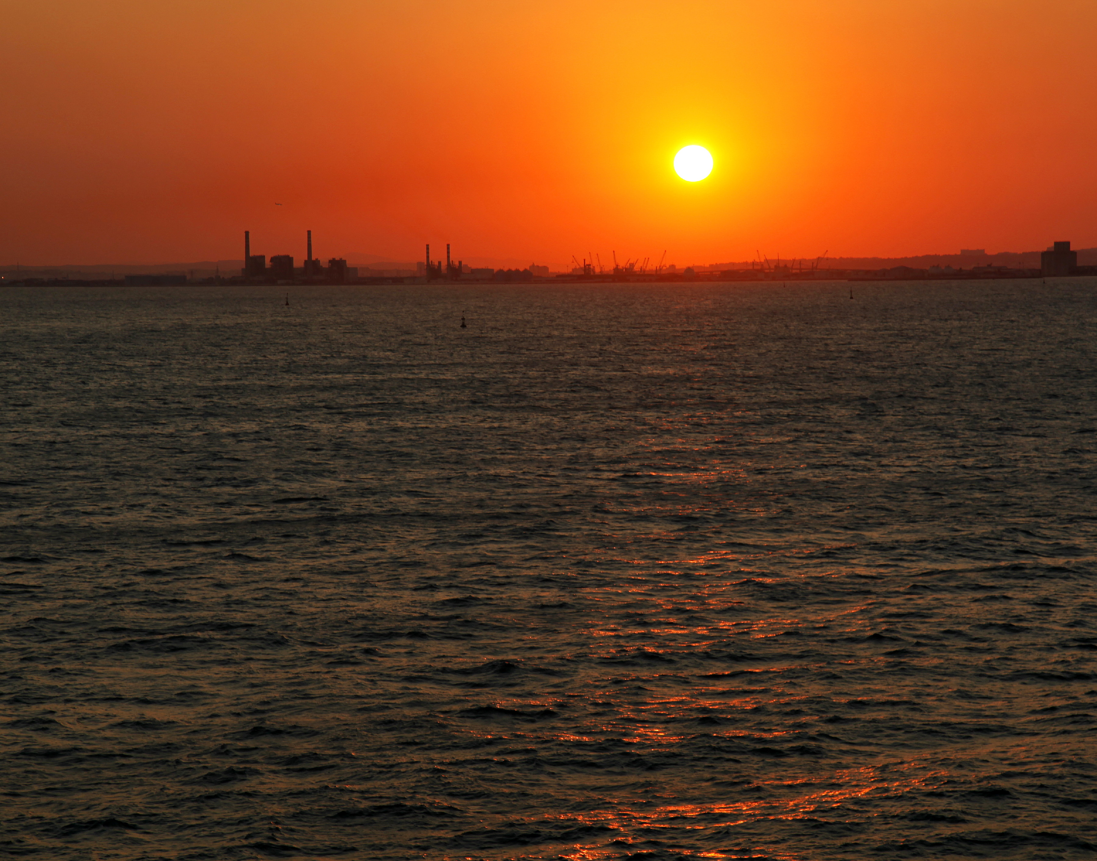 September sunset on the coast line of La Goulette (Tunis), Tunisia